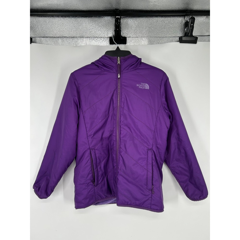 The North Face Reversible Sherpa Jacket Girls XL Puffer Hooded Zip‎ Up Lined